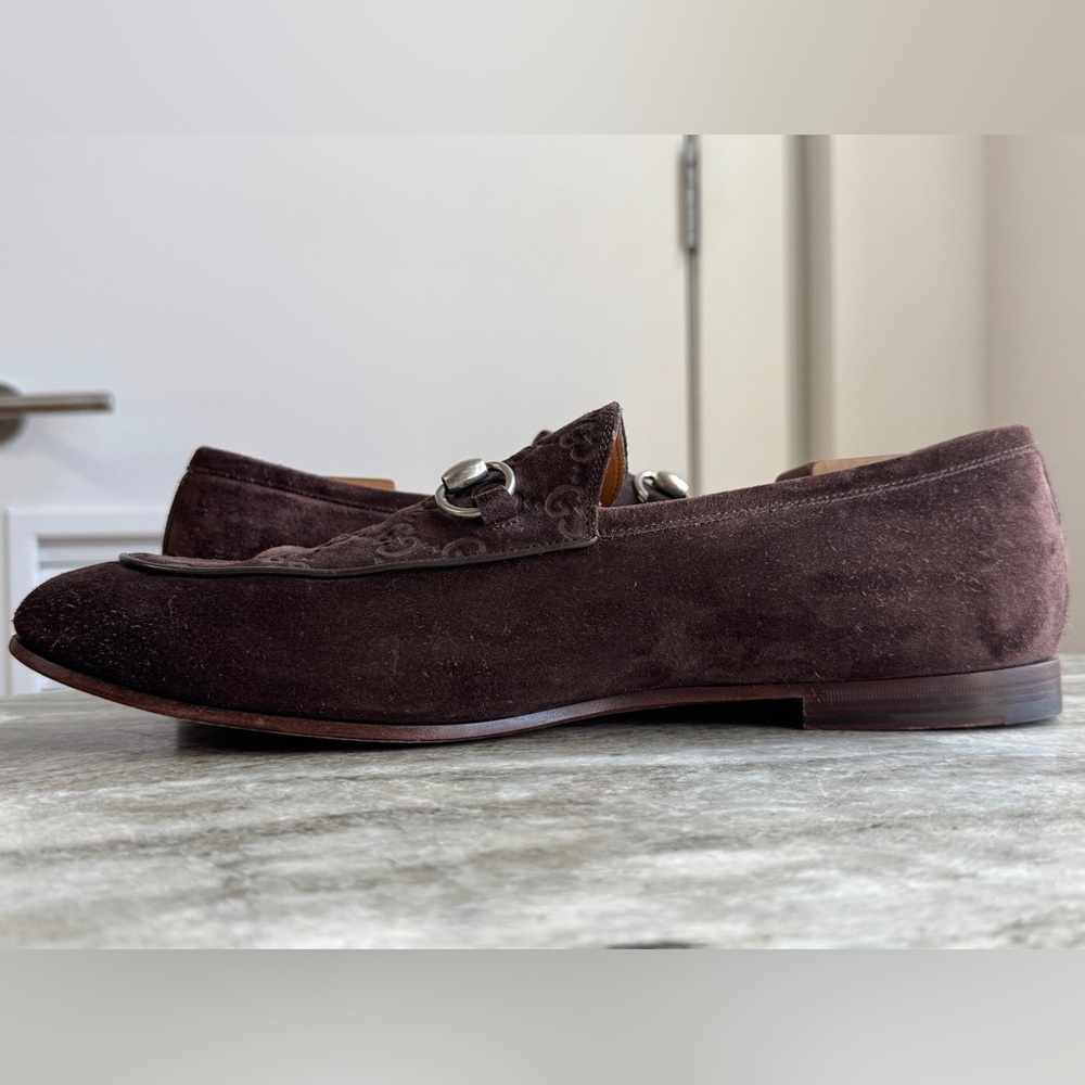 GUCCI GG Horsebit Suede Loafers Brown 12 / 12.5 US $1000 Jordaan 1953 Moccasins - Picture 5 of 10